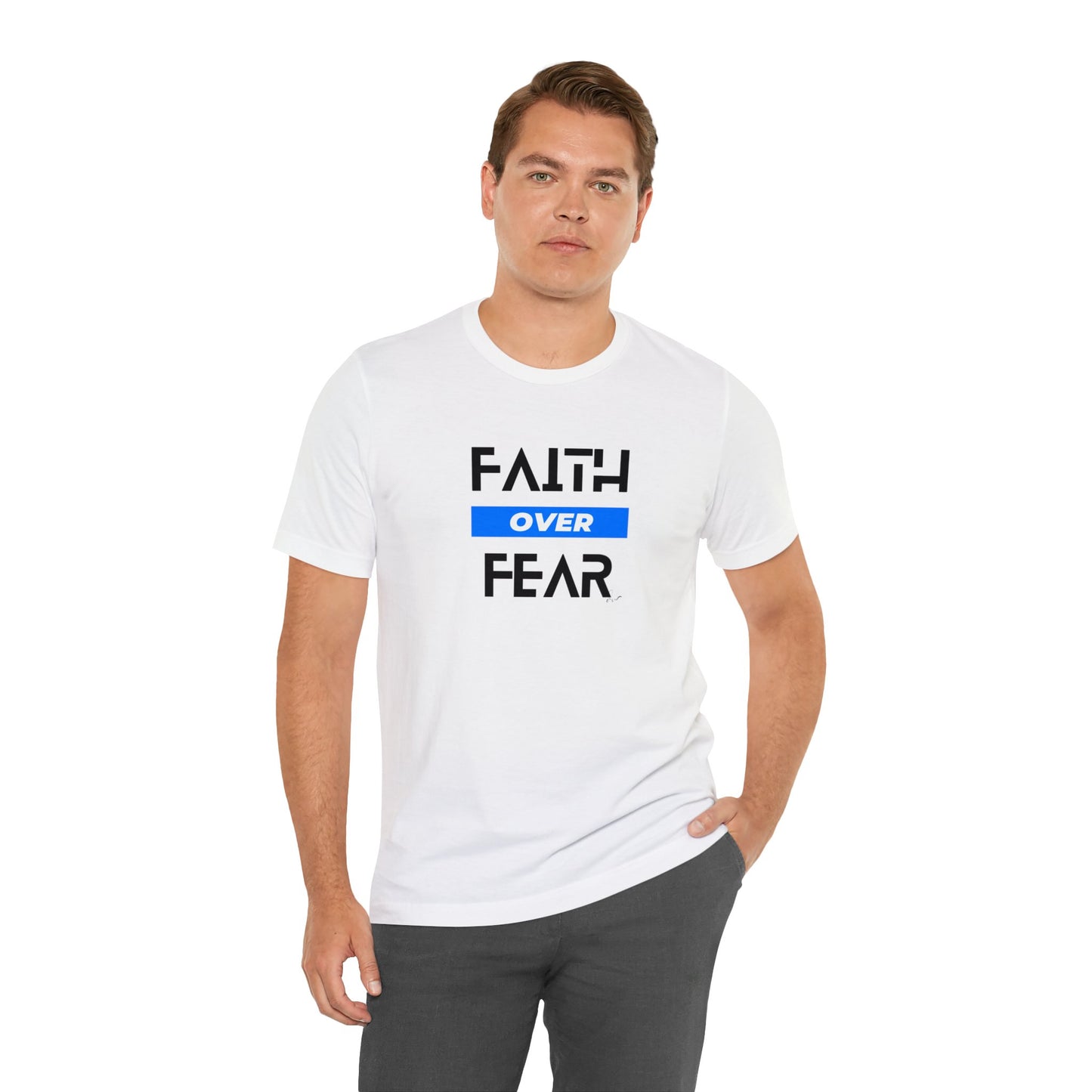 Faith Over Fear - Blue - Unisex Jersey Short Sleeve Tee