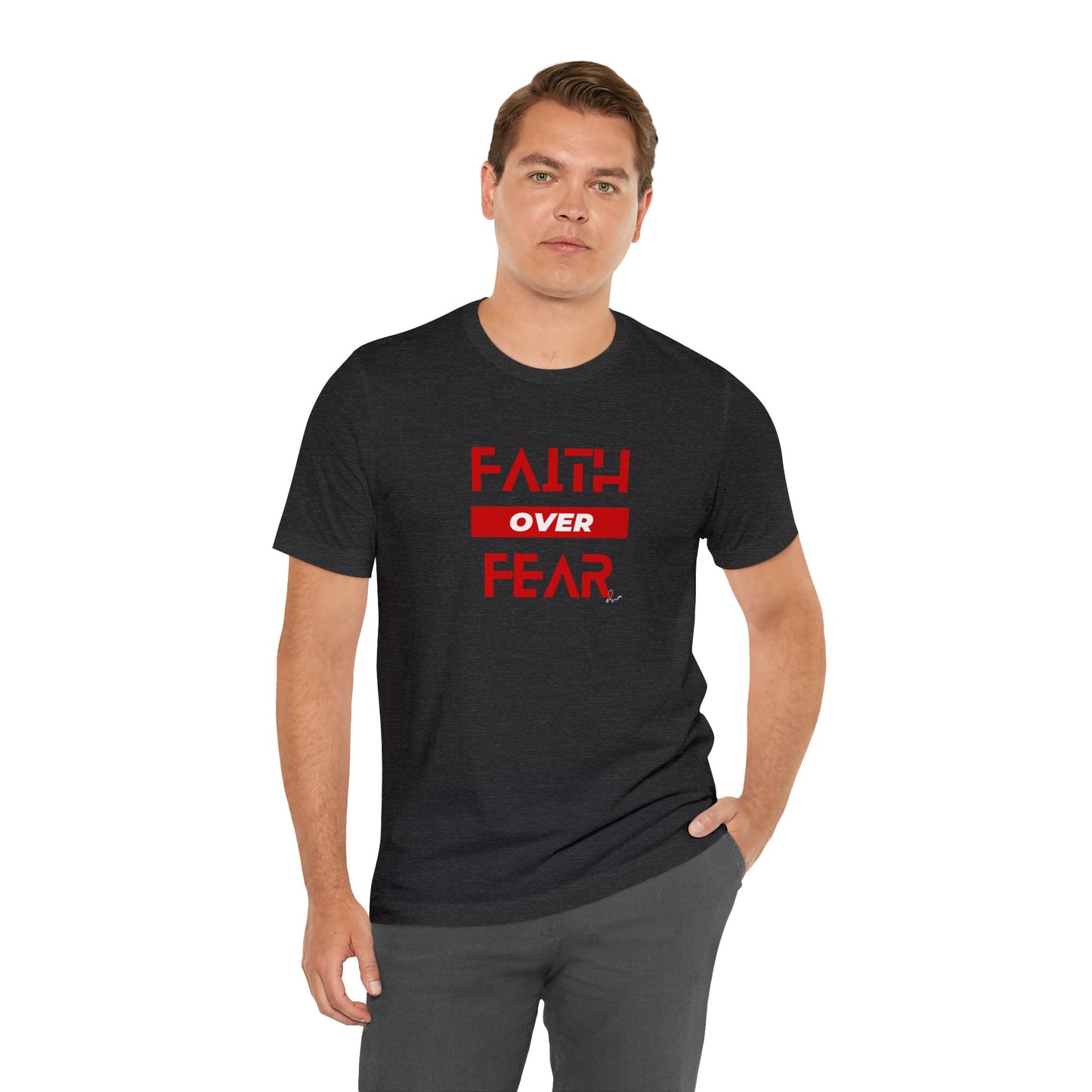 Faith Over Fear - Red - Unisex Jersey Short Sleeve Tee