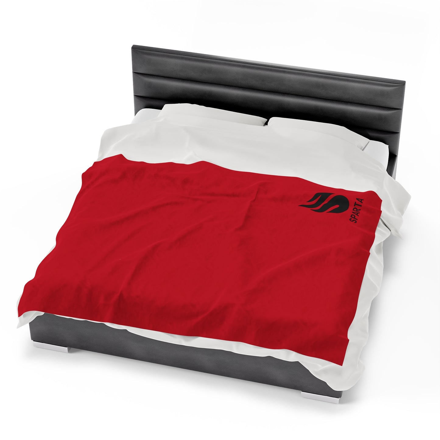 Sparta Black Flame - Red Velveteen Plush Blanket