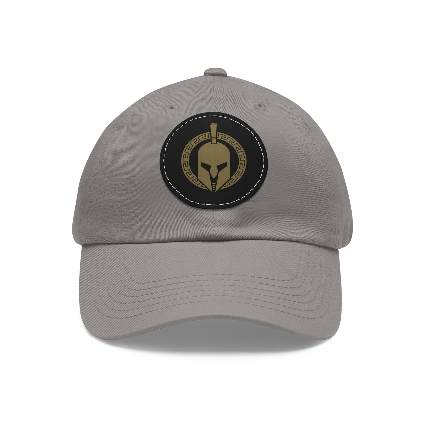 Sparta Hat - Gold Helmet on Leather Patch (Round)