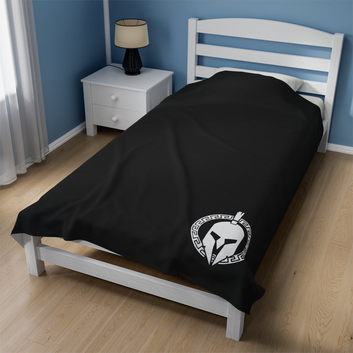 Sparta Helmet - Black Velveteen Plush Blanket