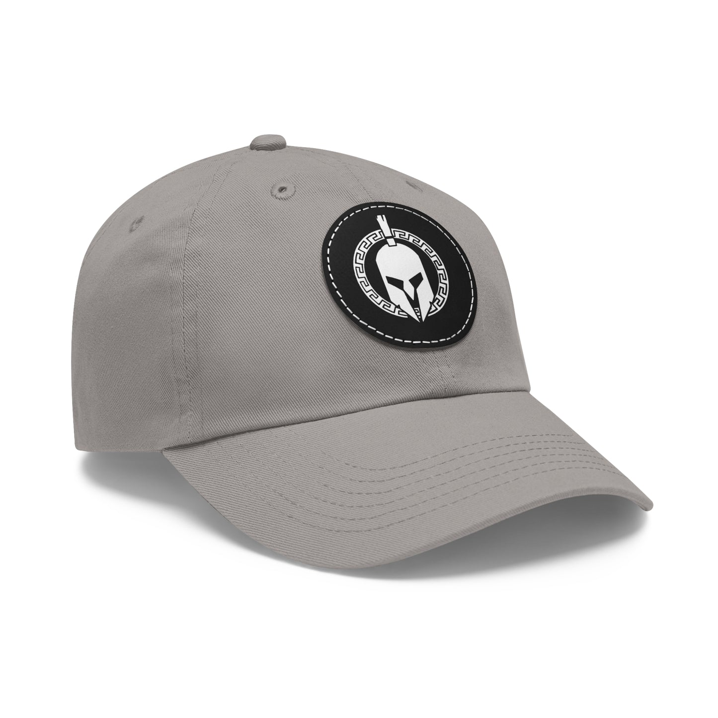 Sparta Hat - White Helmet on Leather Patch (Round)