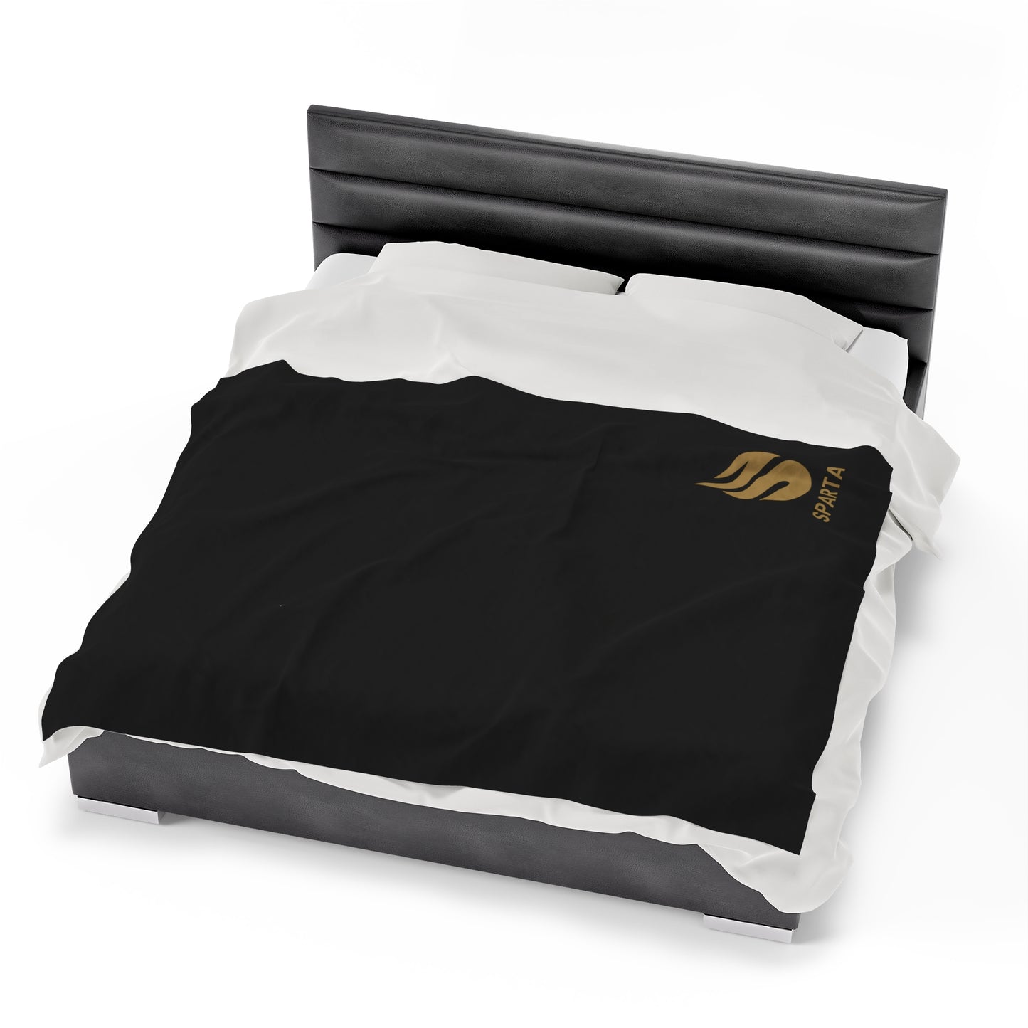 Sparta Gold Flame - Black Velveteen Plush Blanket