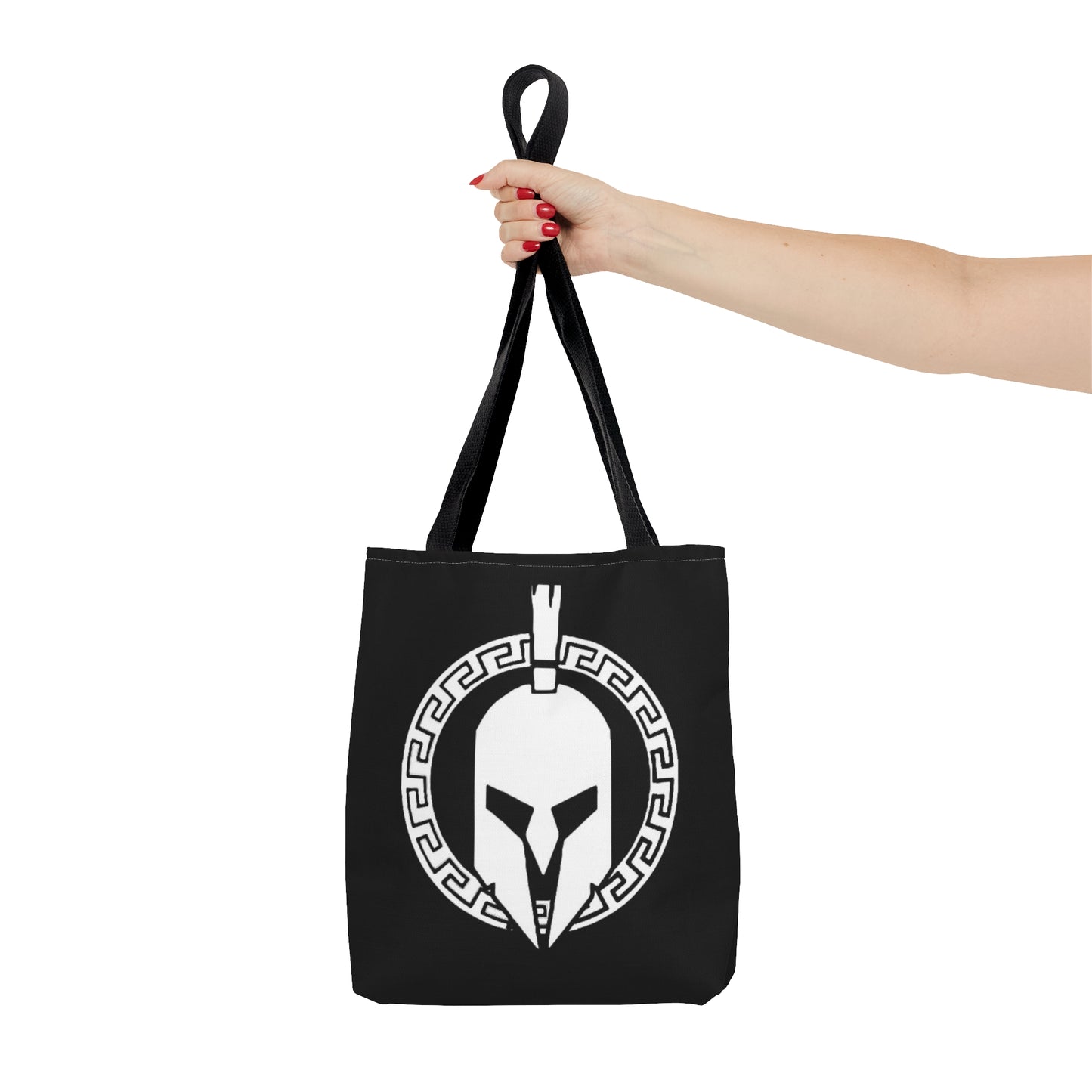 Sparta Bag - White Helmet on Black Tote Bag (AOP)