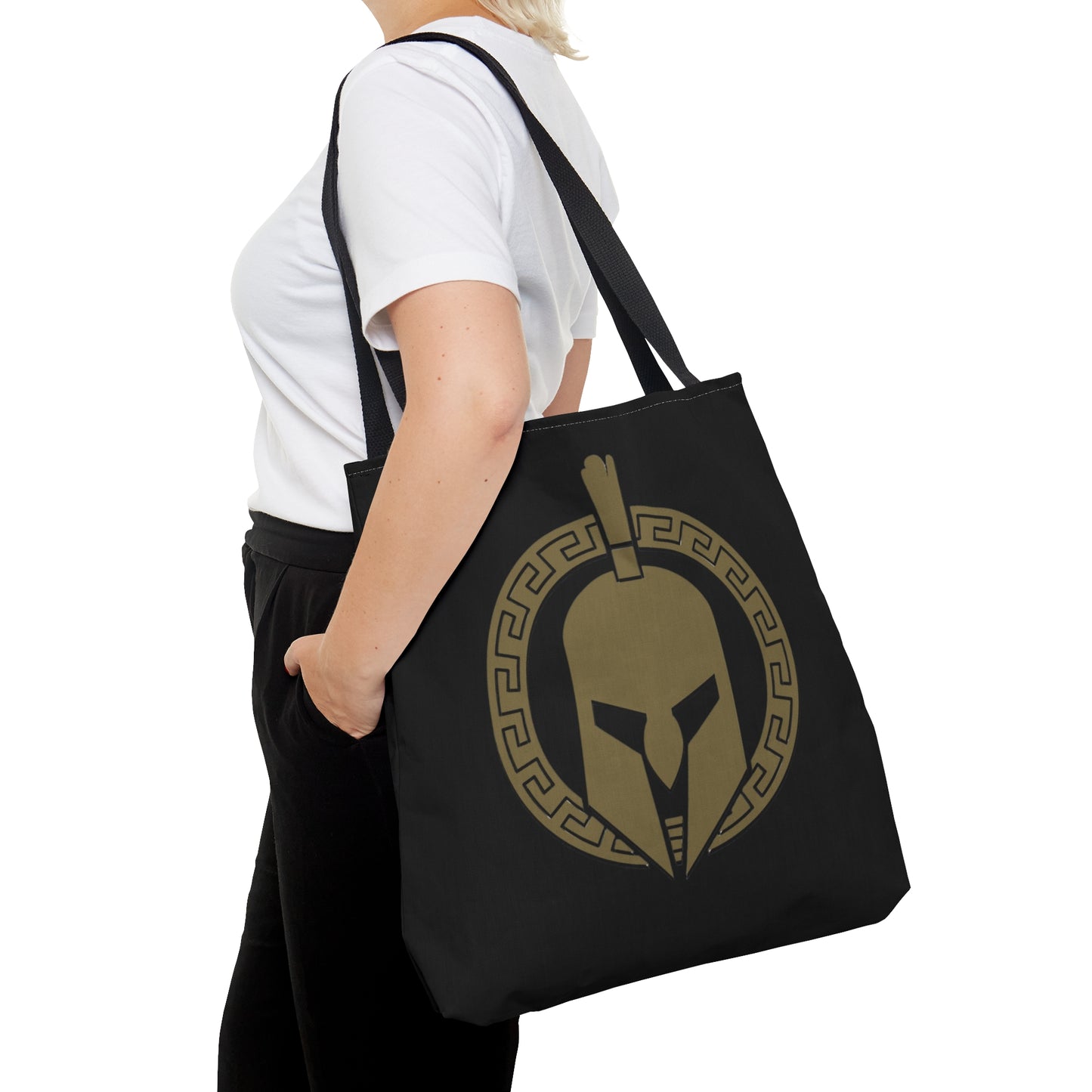 Sparta Bag - Gold Helmet on Black Tote Bag (AOP)