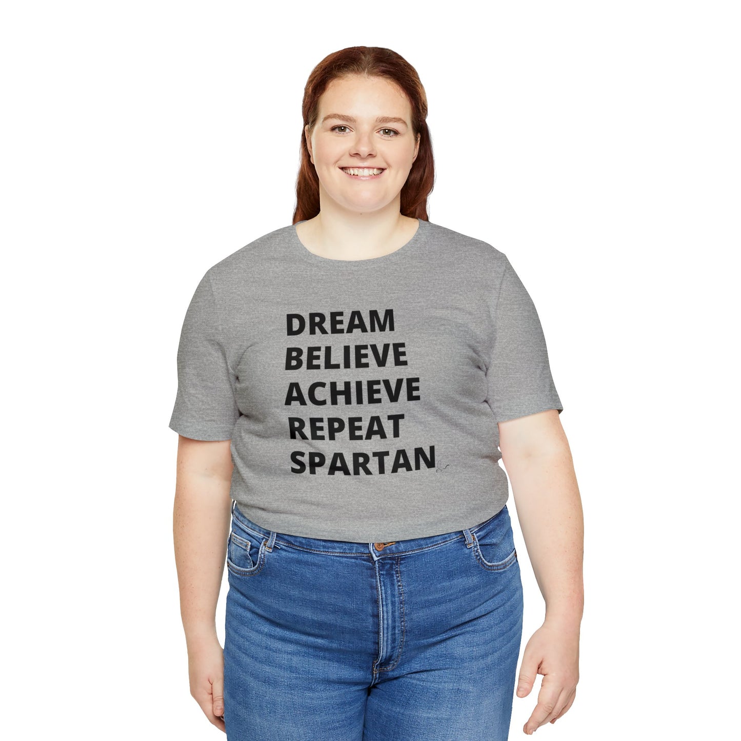 Dream Believe Achieve Repeat Spartan - Unisex Jersey Short Sleeve Tee