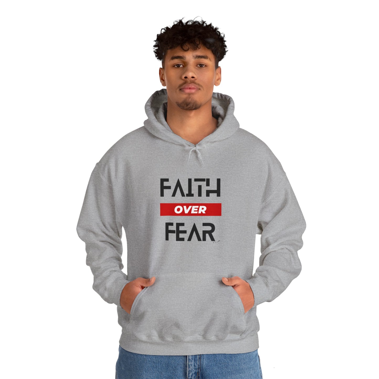 Faith Over Fear - Red - Unisex Heavy Blend™ Hooded Sweatshirt