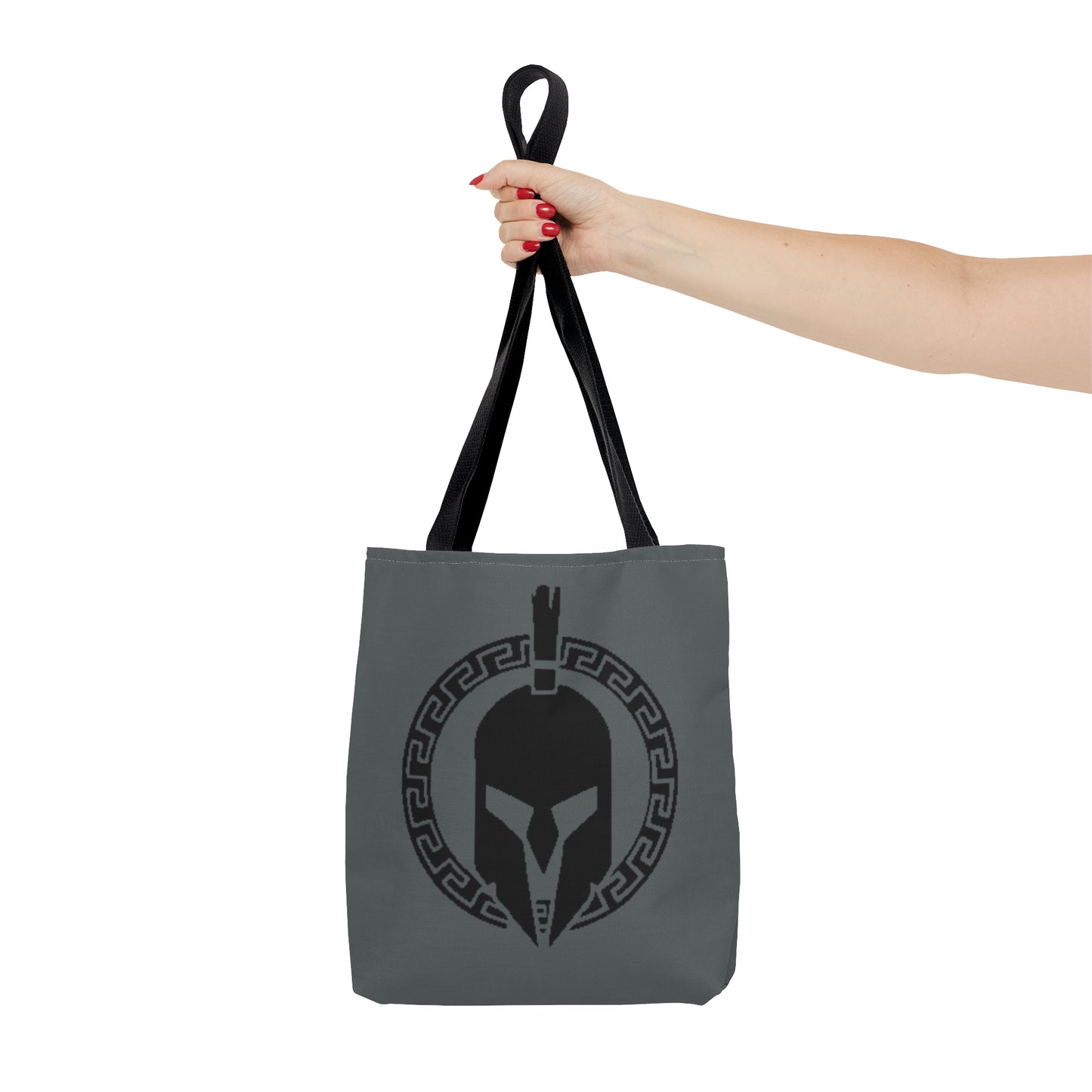 Sparta Bag - Black Helmet on Grey Tote Bag (AOP)