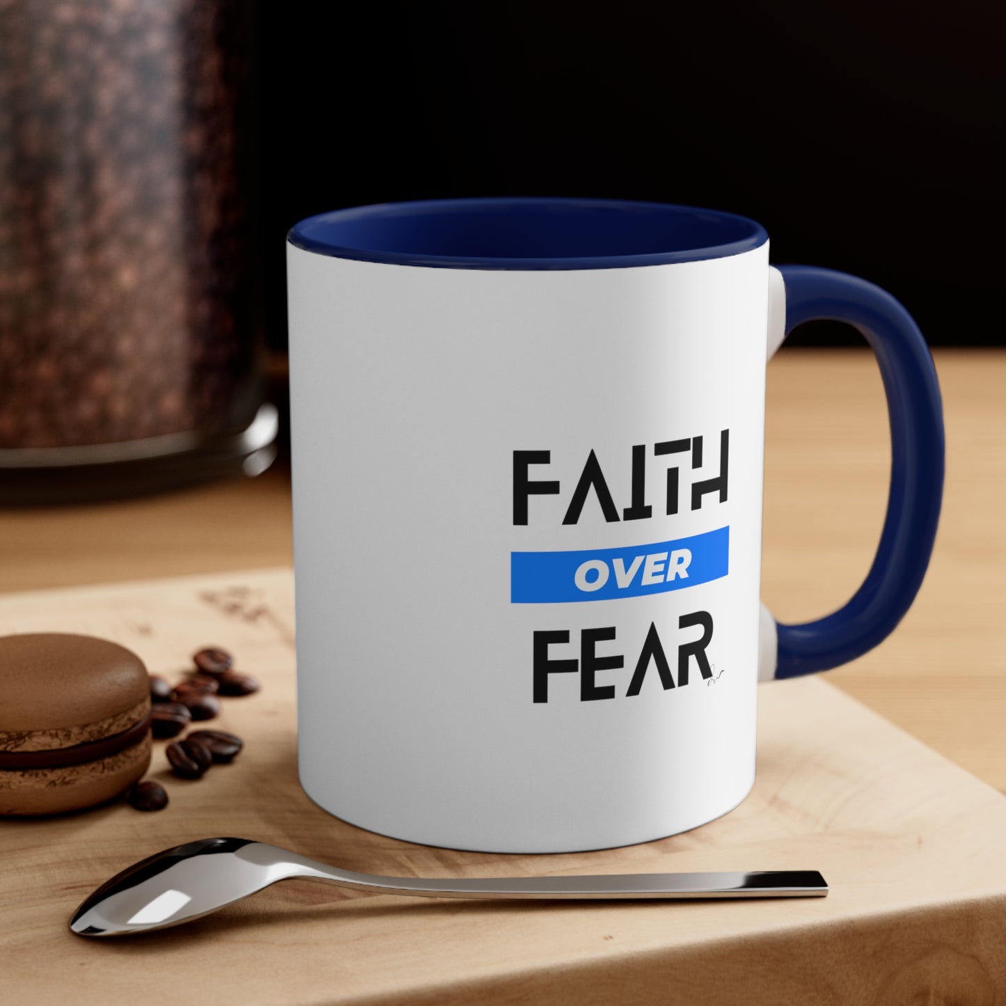 Faith Over Fear - Blue - Accent Coffee Mug, 11oz