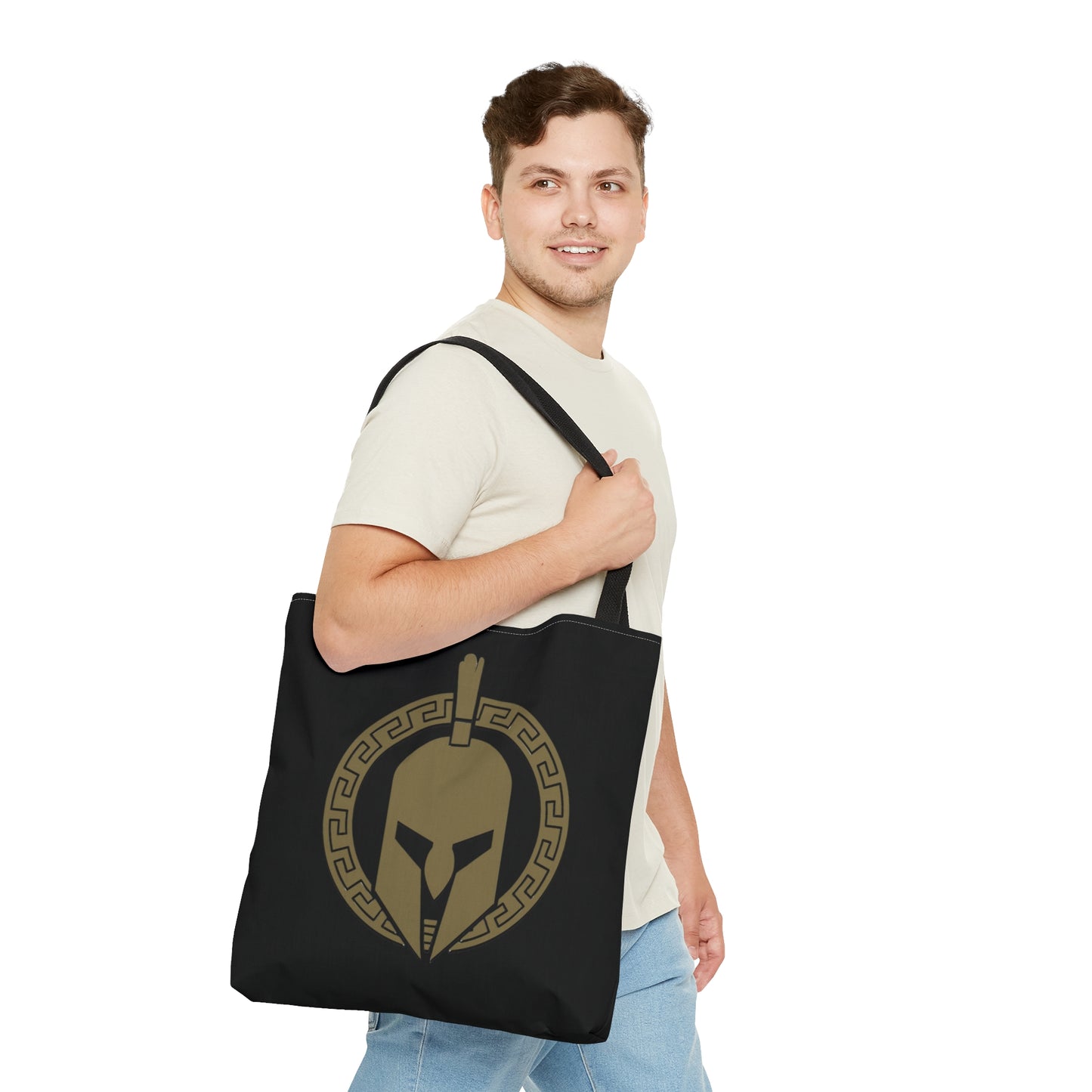 Sparta Bag - Gold Helmet on Black Tote Bag (AOP)