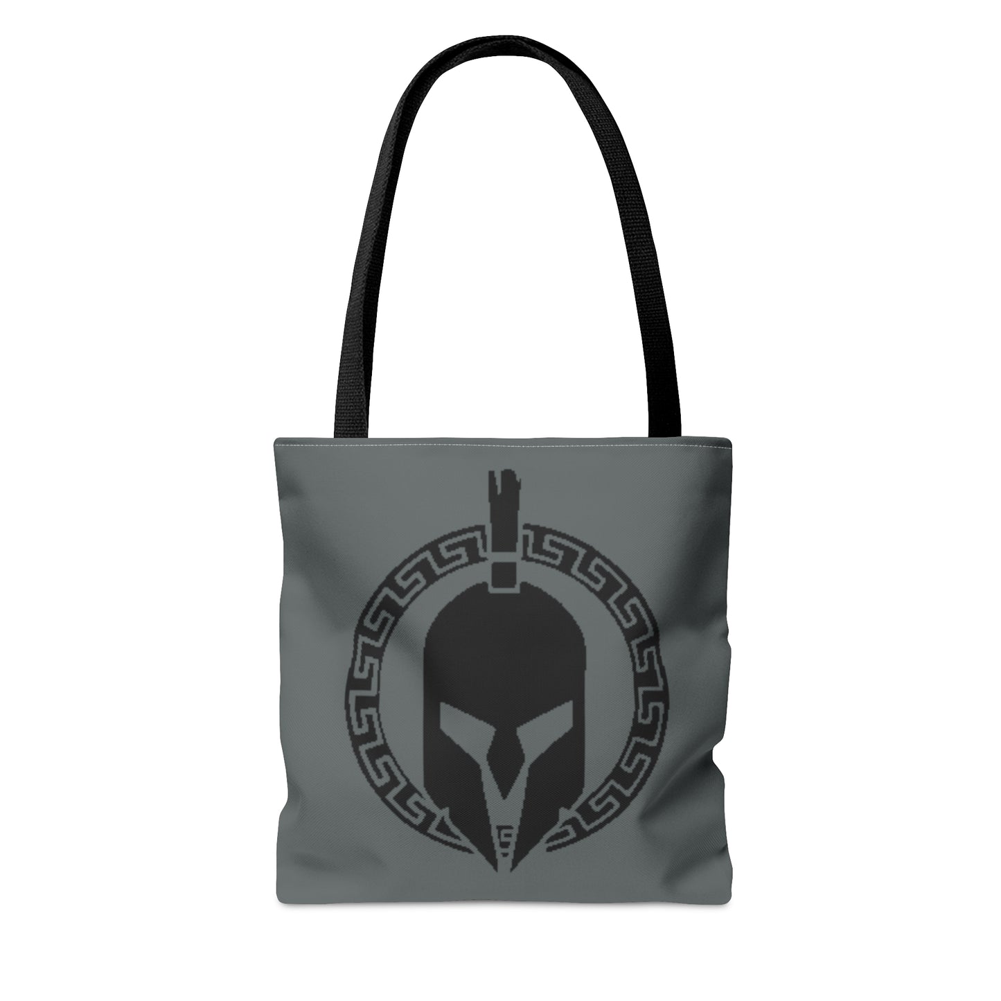 Sparta Bag - Black Helmet on Grey Tote Bag (AOP)