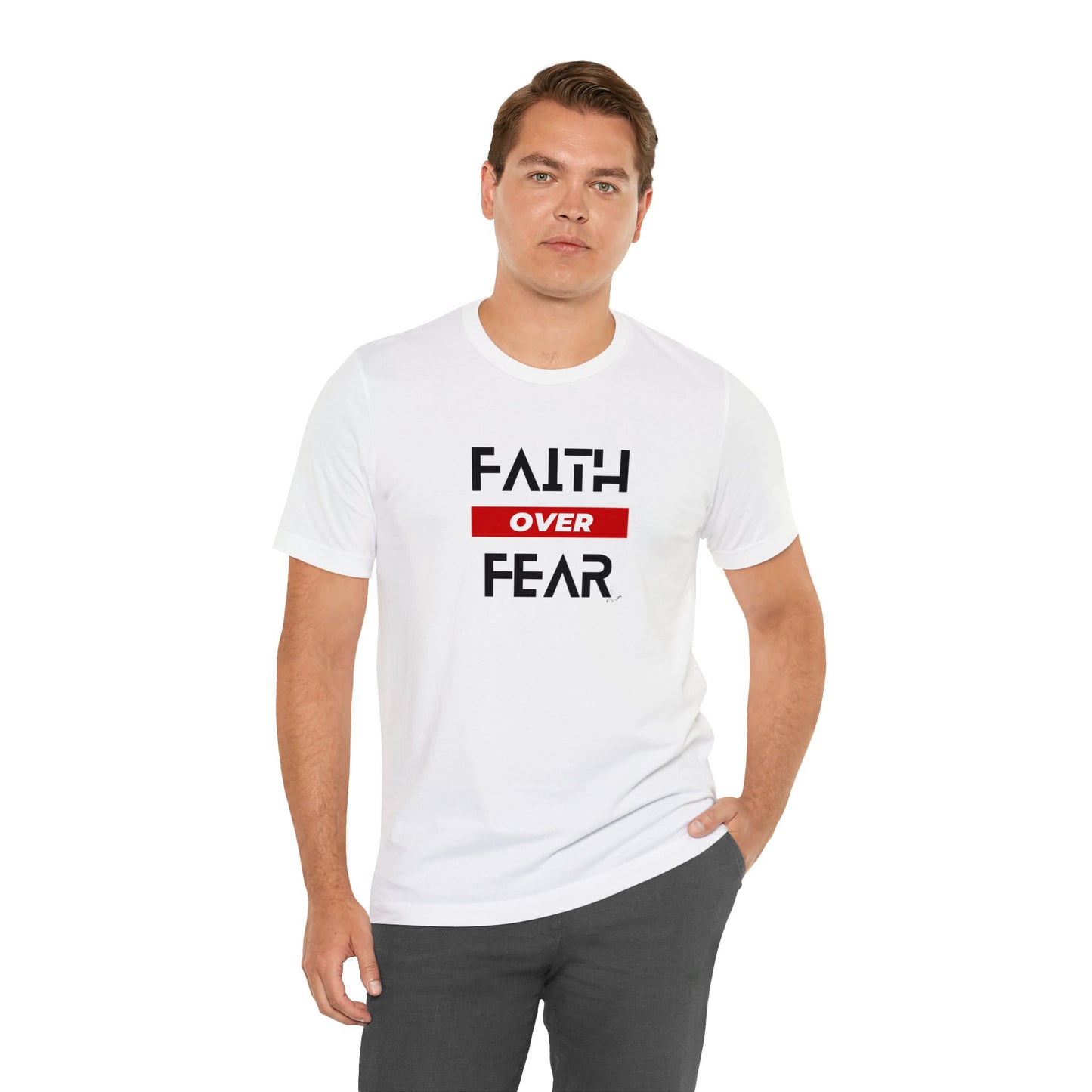 Faith Over Fear - Red - Unisex Jersey Short Sleeve Tee