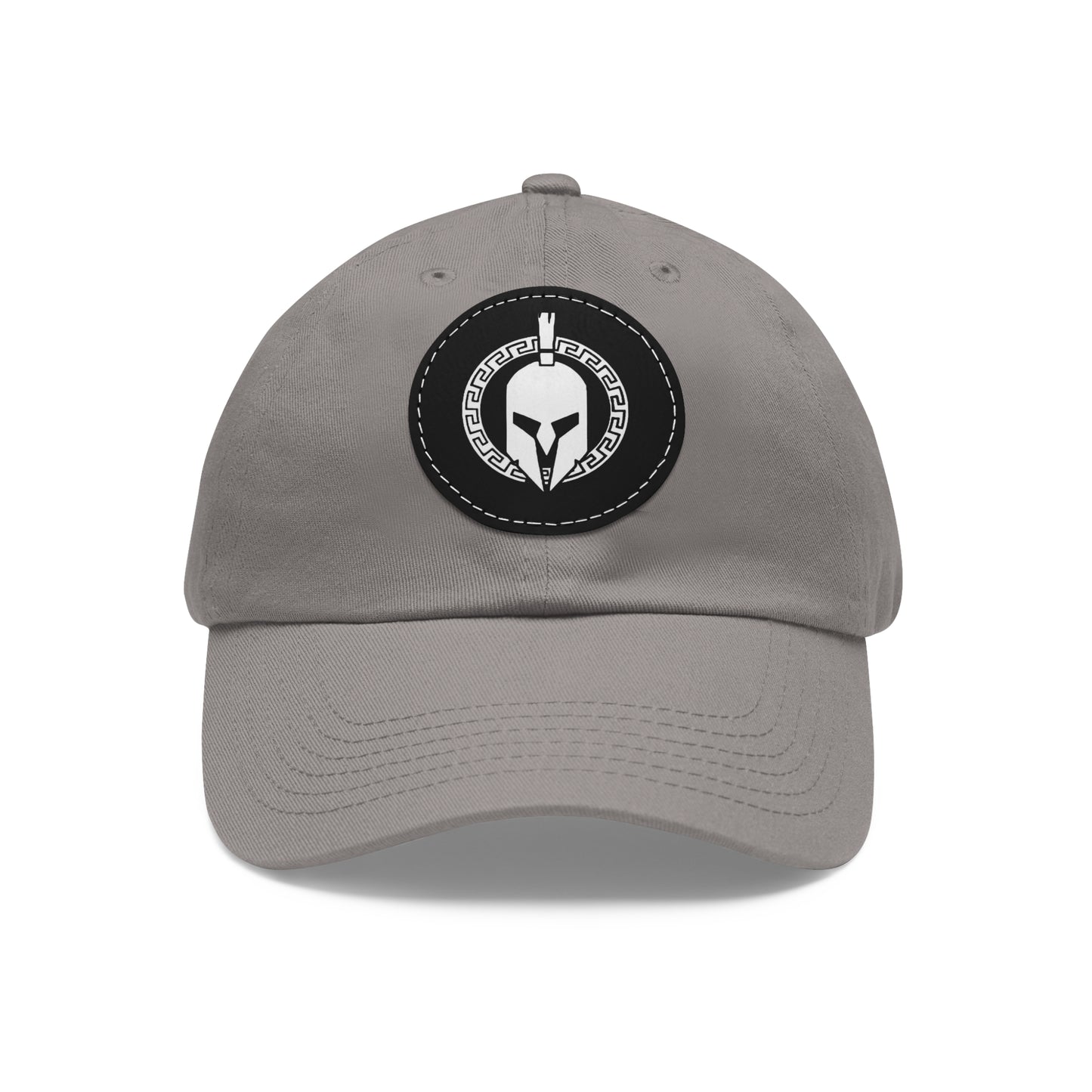 Sparta Hat - White Helmet on Leather Patch (Round)