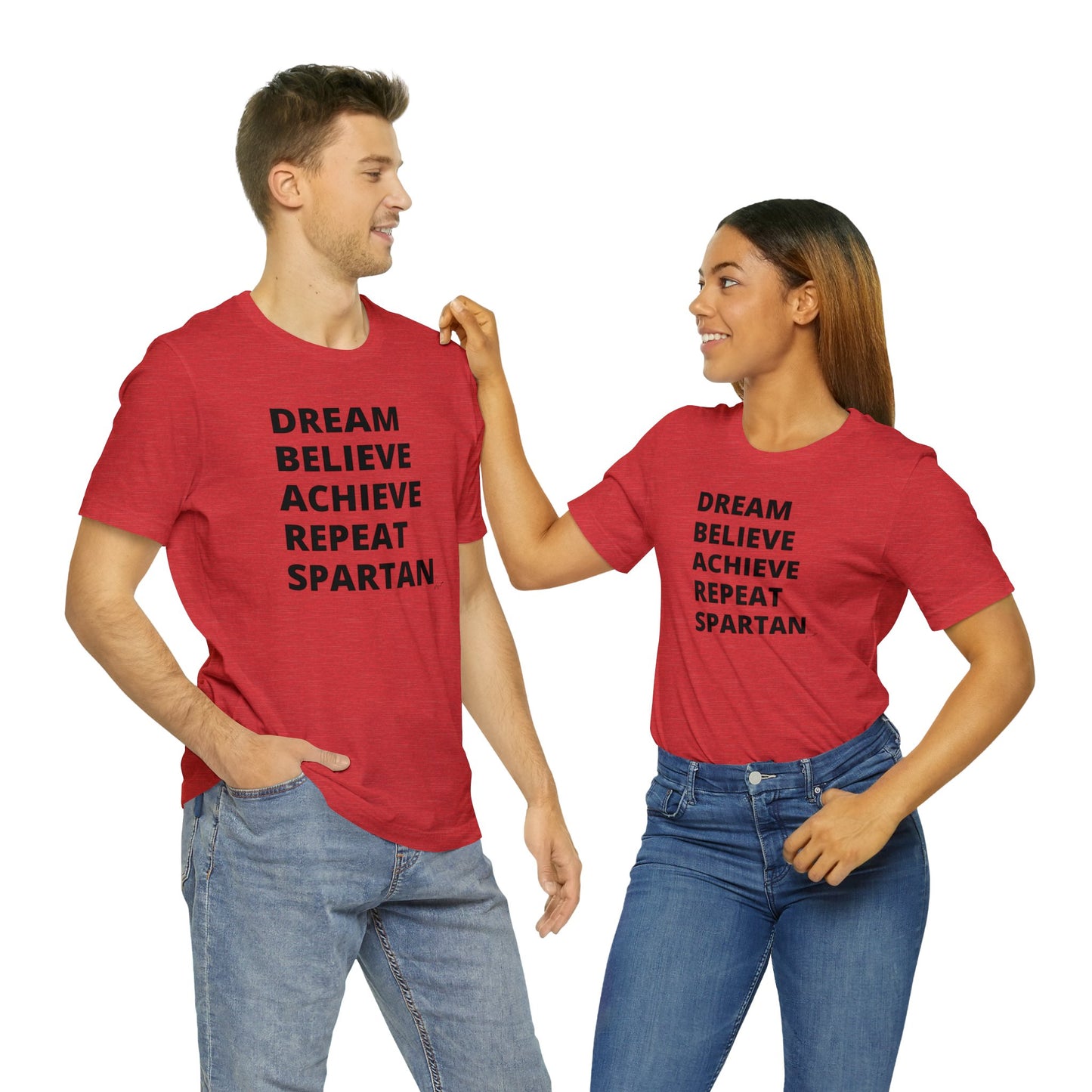 Dream Believe Achieve Repeat Spartan - Unisex Jersey Short Sleeve Tee