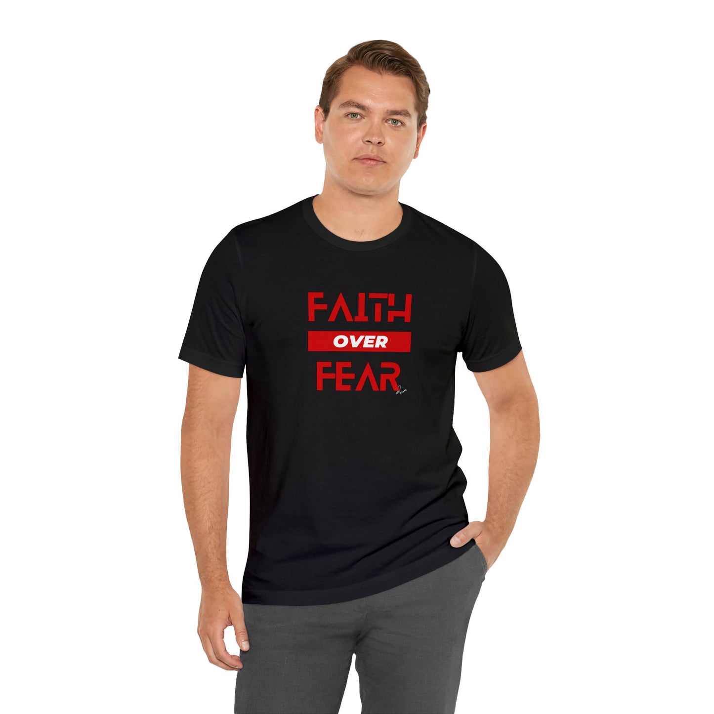 Faith Over Fear - Red - Unisex Jersey Short Sleeve Tee