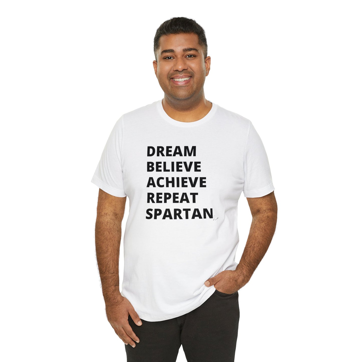 Dream Believe Achieve Repeat Spartan - Unisex Jersey Short Sleeve Tee