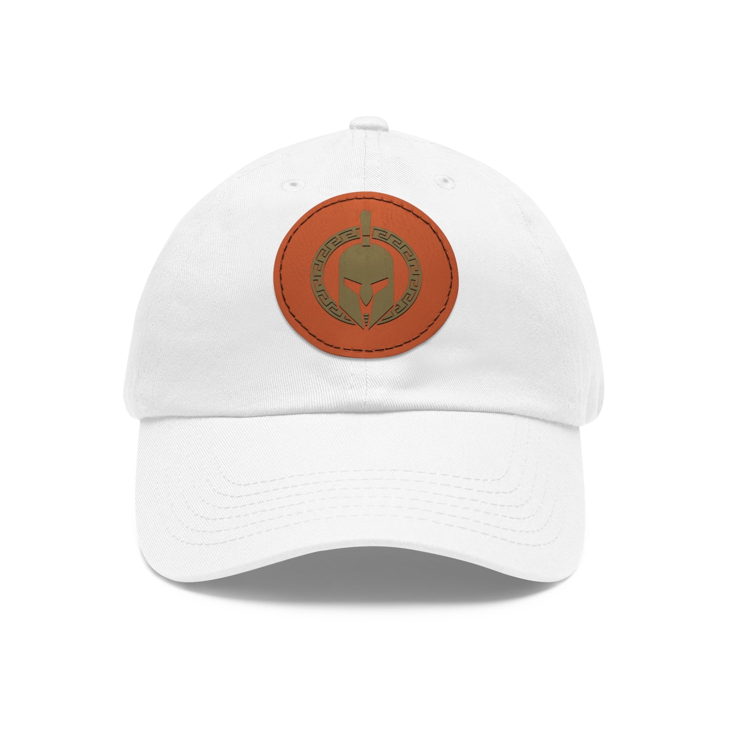 Sparta Hat - Gold Helmet on Leather Patch (Round)