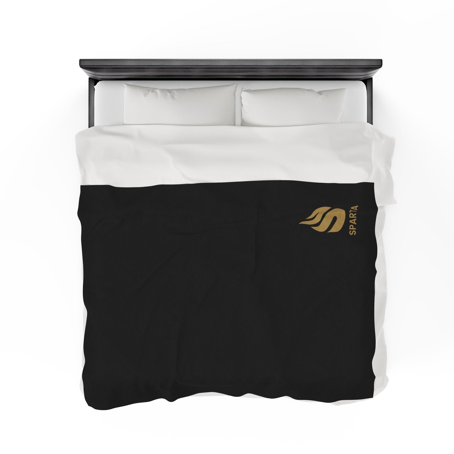 Sparta Gold Flame - Black Velveteen Plush Blanket