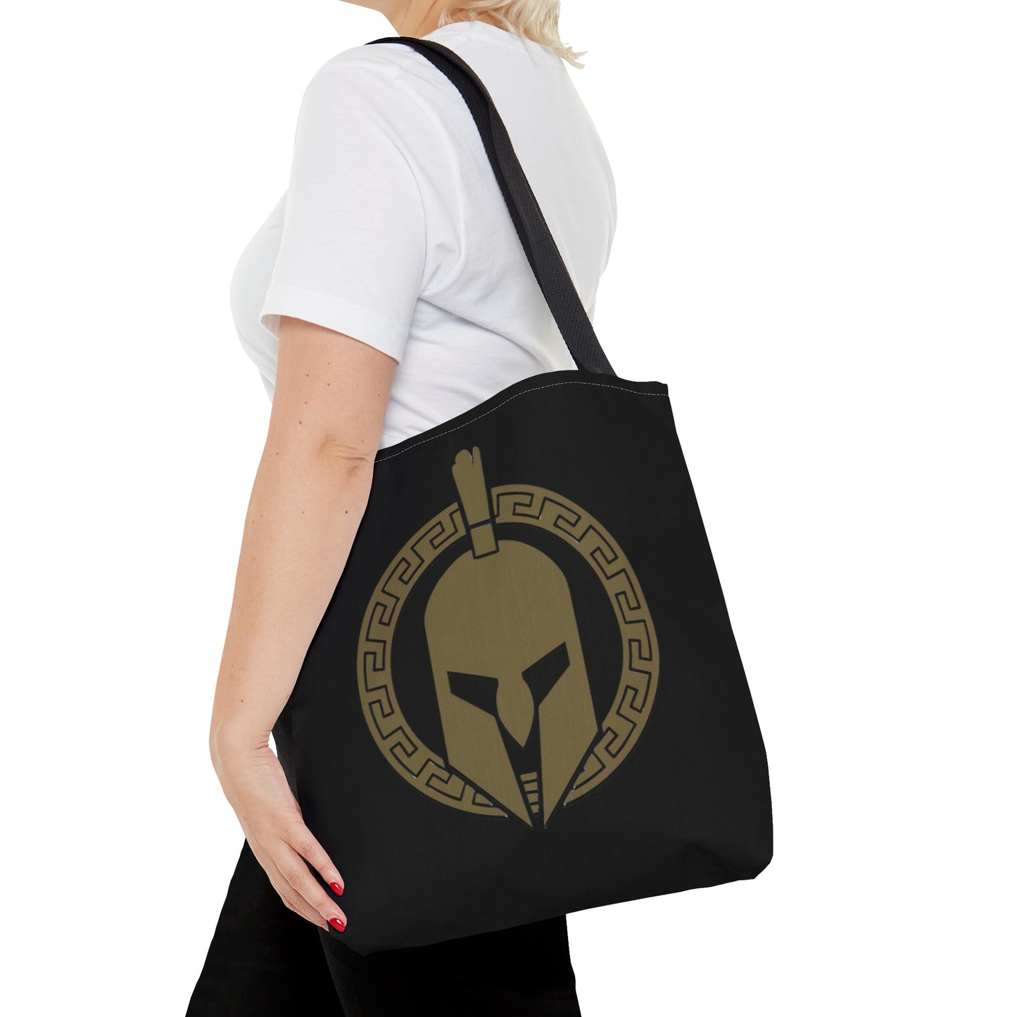 Sparta Bag - Gold Helmet on Black Tote Bag (AOP)