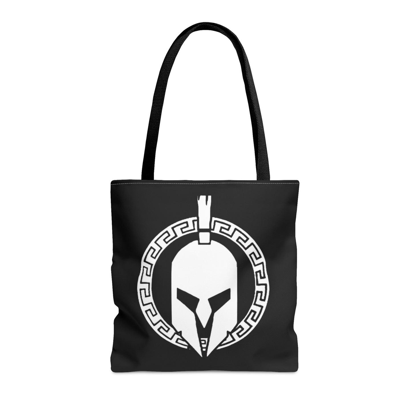 Sparta Bag - White Helmet on Black Tote Bag (AOP)