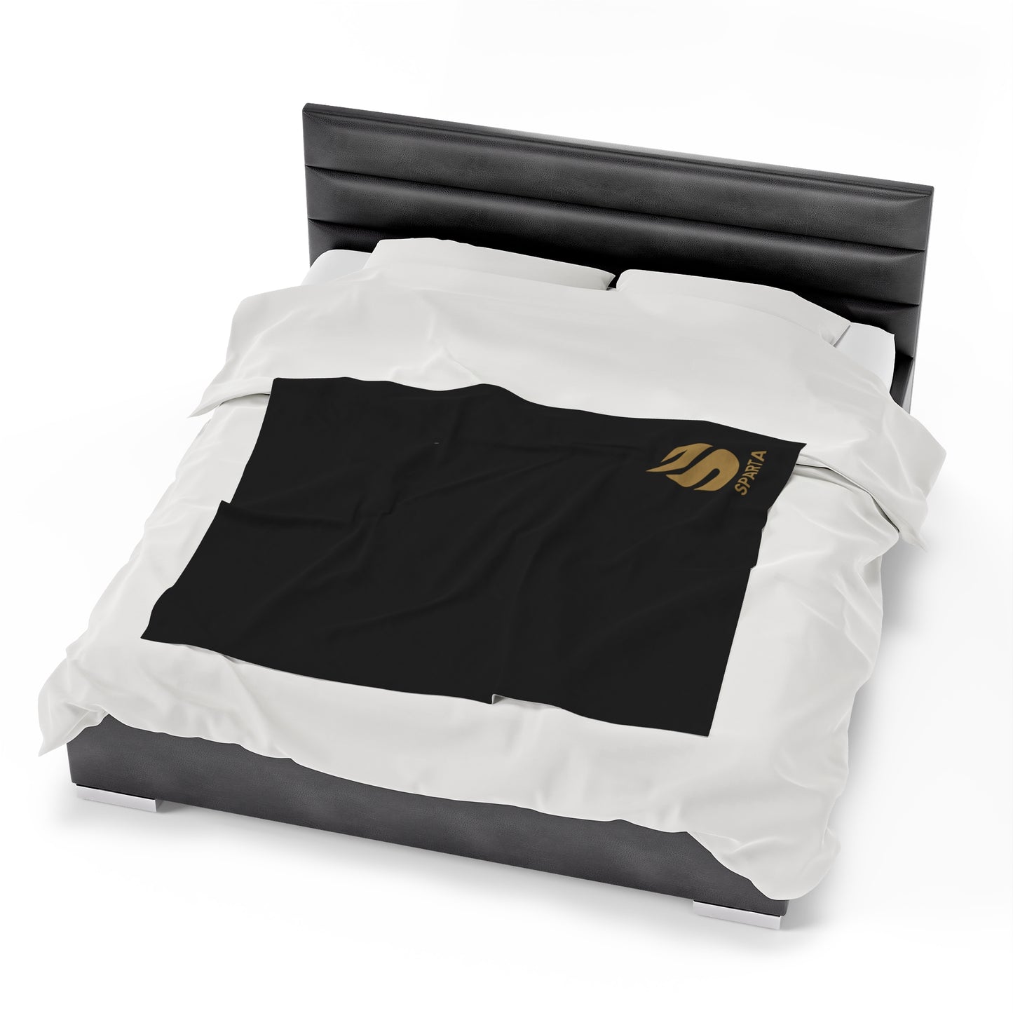 Sparta Gold Flame - Black Velveteen Plush Blanket