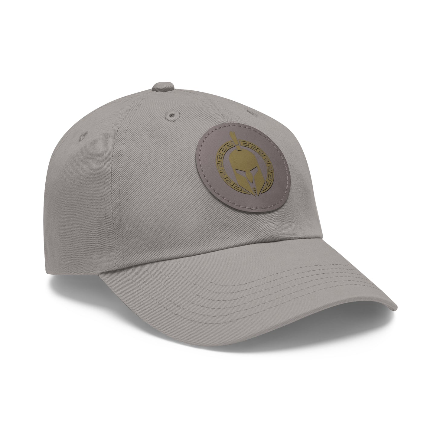 Sparta Hat - Gold Helmet on Leather Patch (Round)