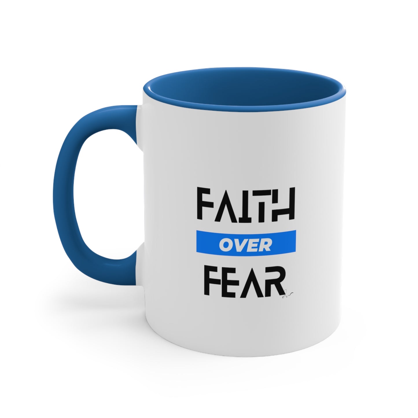 Faith Over Fear - Blue - Accent Coffee Mug, 11oz