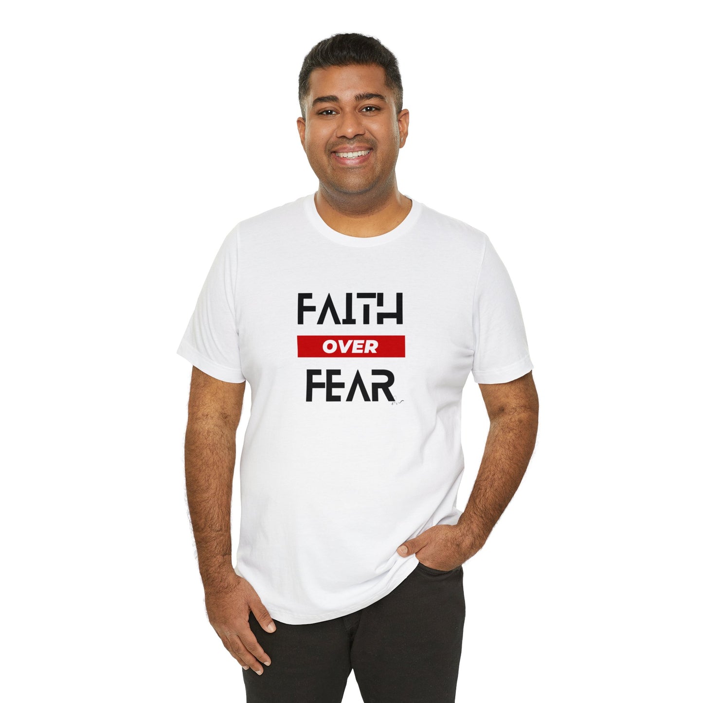 Faith Over Fear - Red - Unisex Jersey Short Sleeve Tee