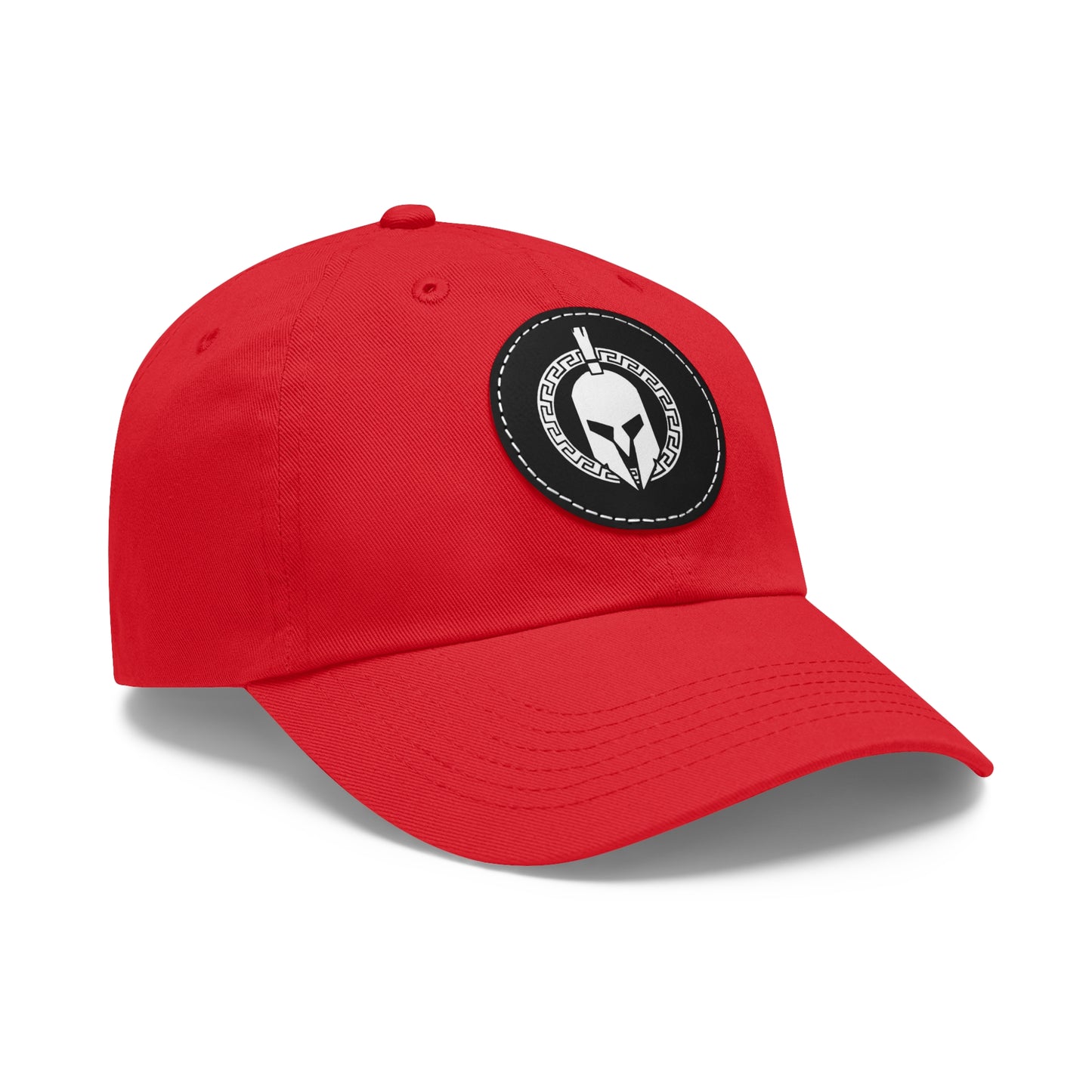 Sparta Hat - White Helmet on Leather Patch (Round)