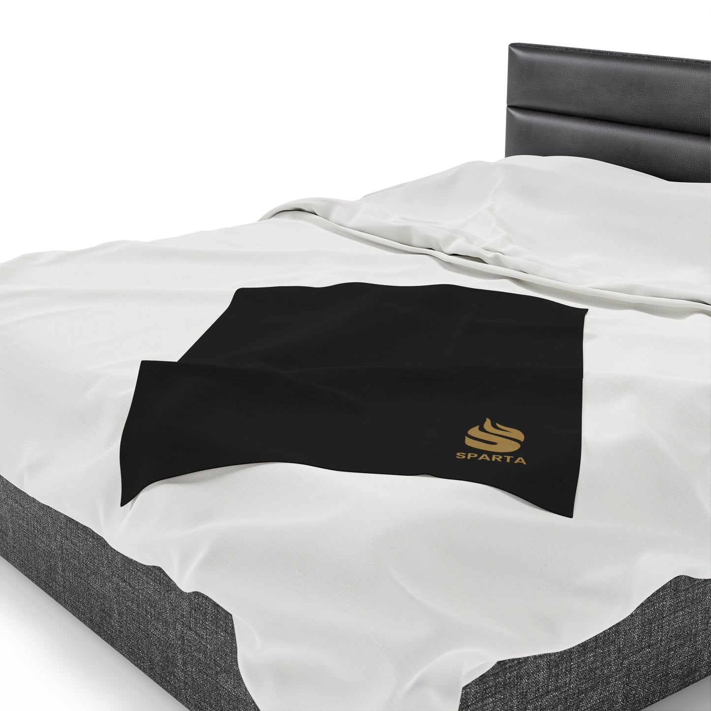 Sparta Gold Flame - Black Velveteen Plush Blanket