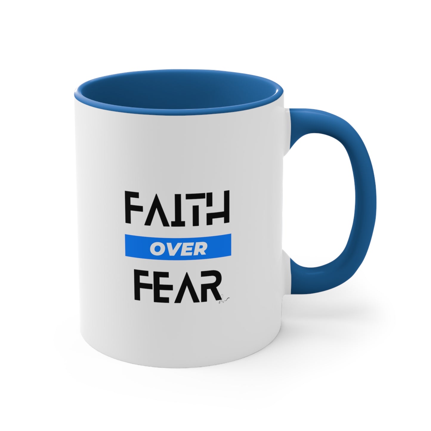 Faith Over Fear - Blue - Accent Coffee Mug, 11oz