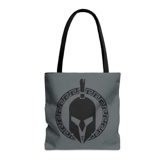 Sparta Bag - Black Helmet on Grey Tote Bag (AOP)