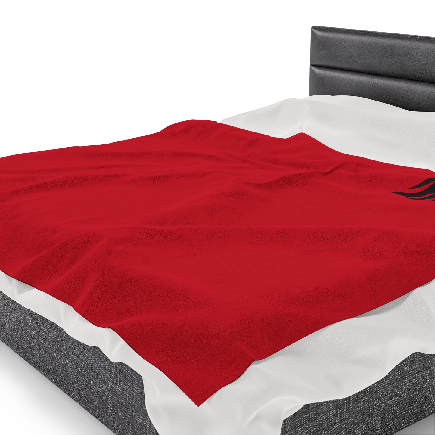 Sparta Black Flame - Red Velveteen Plush Blanket