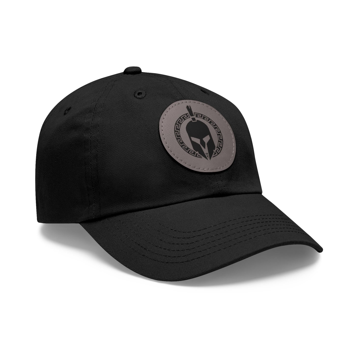 Sparta Hat - Black Helmet on Leather Patch (Round)