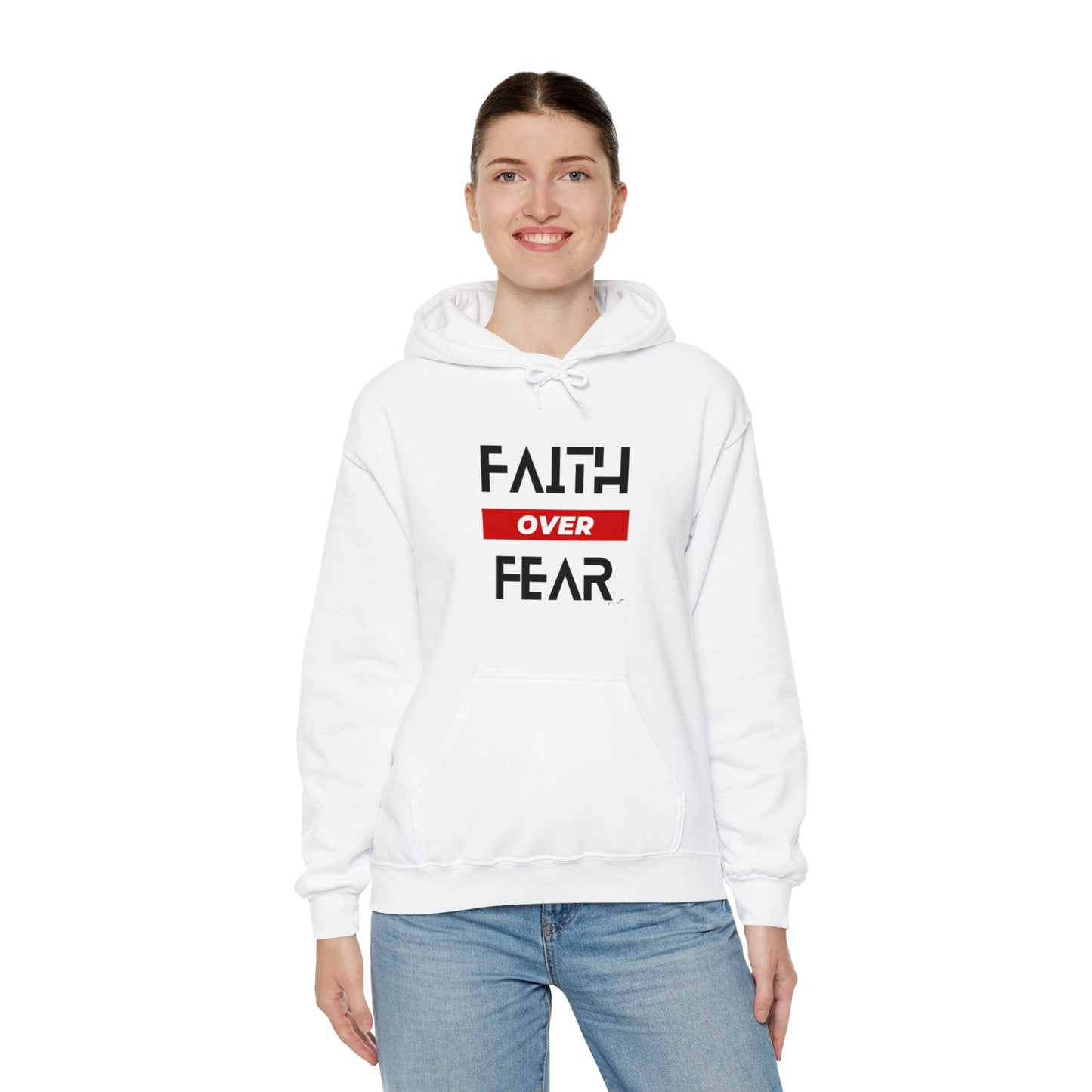 Faith Over Fear - Red - Unisex Heavy Blend™ Hooded Sweatshirt