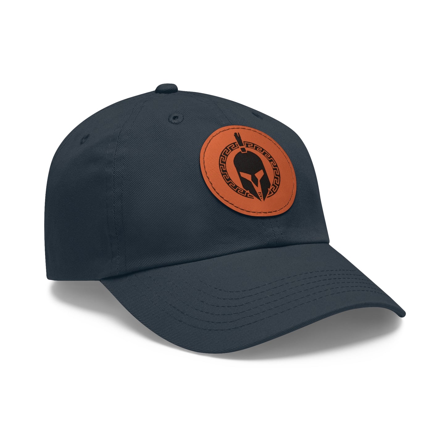 Sparta Hat - Black Helmet on Leather Patch (Round)