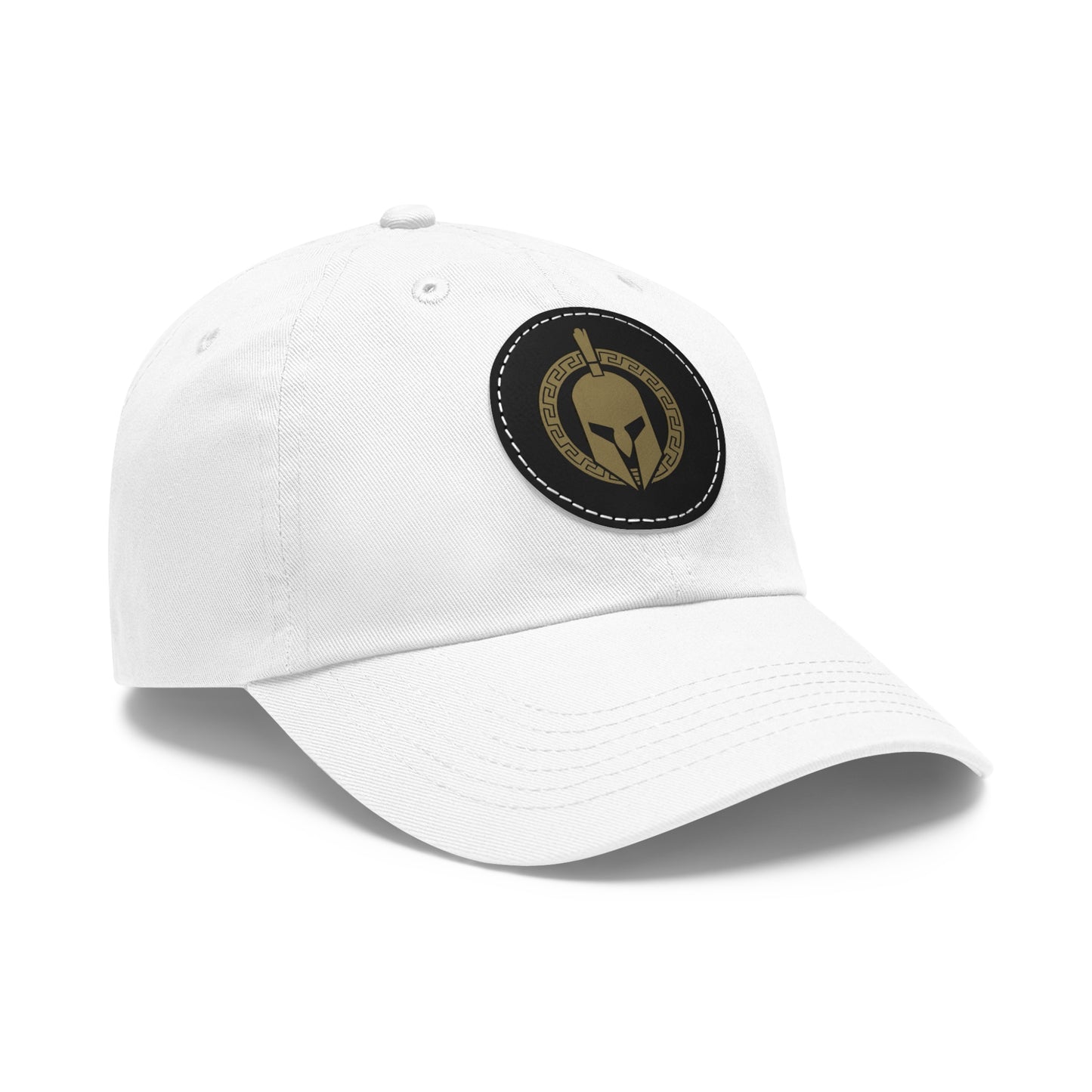 Sparta Hat - Gold Helmet on Leather Patch (Round)