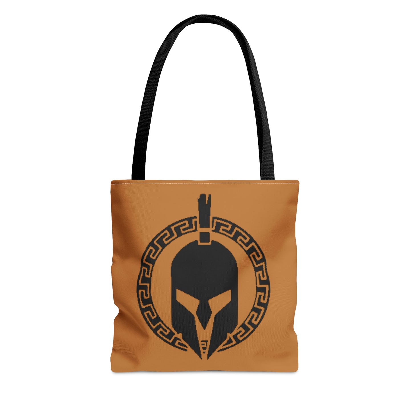 Sparta Bag - Black Helmet on Light Brown Tote Bag (AOP)