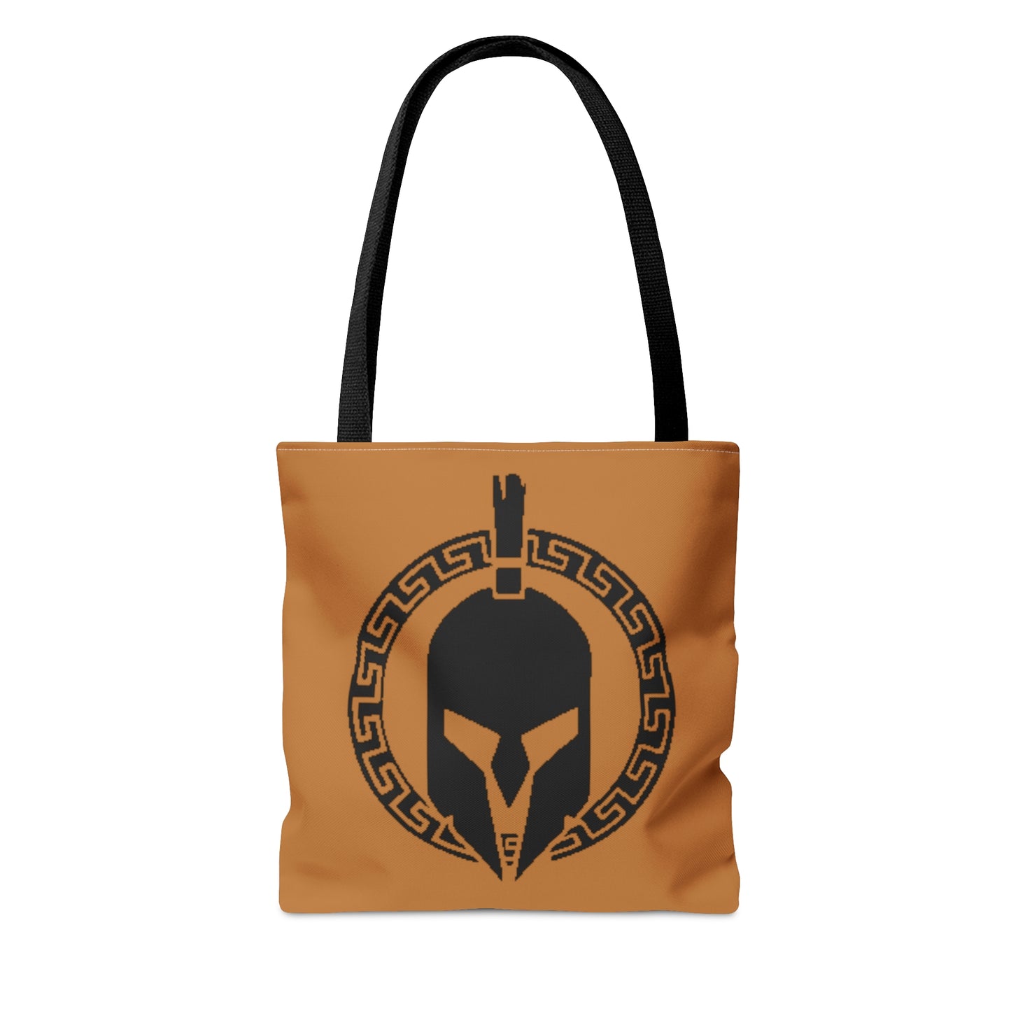 Sparta Bag - Black Helmet on Light Brown Tote Bag (AOP)