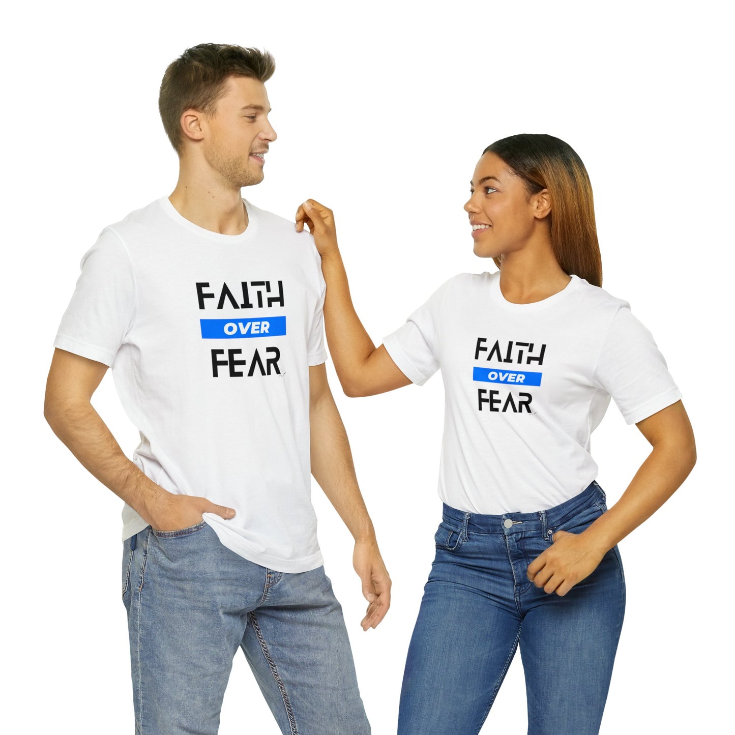 Faith Over Fear - Blue - Unisex Jersey Short Sleeve Tee