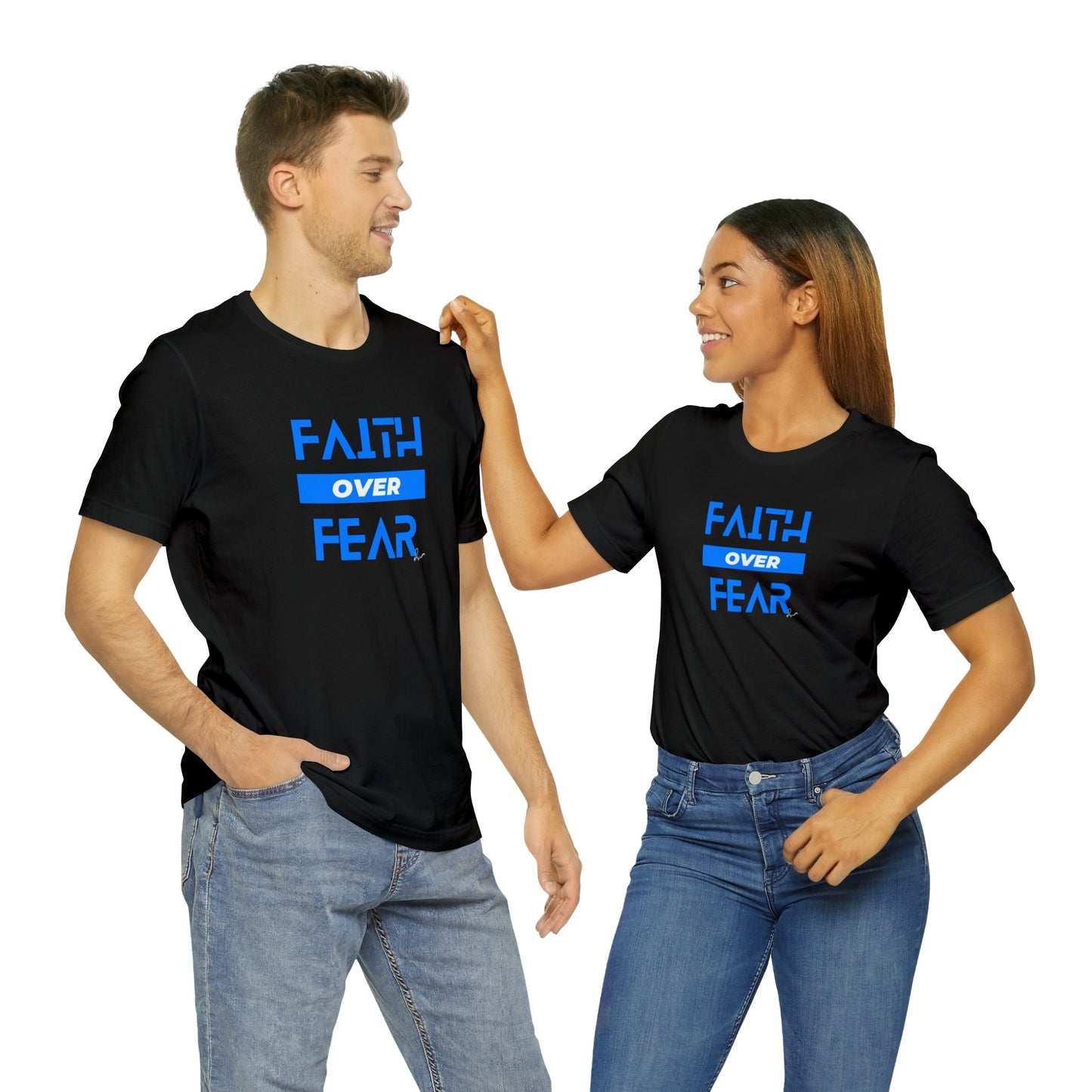 Faith Over Fear - Blue - Unisex Jersey Short Sleeve Tee