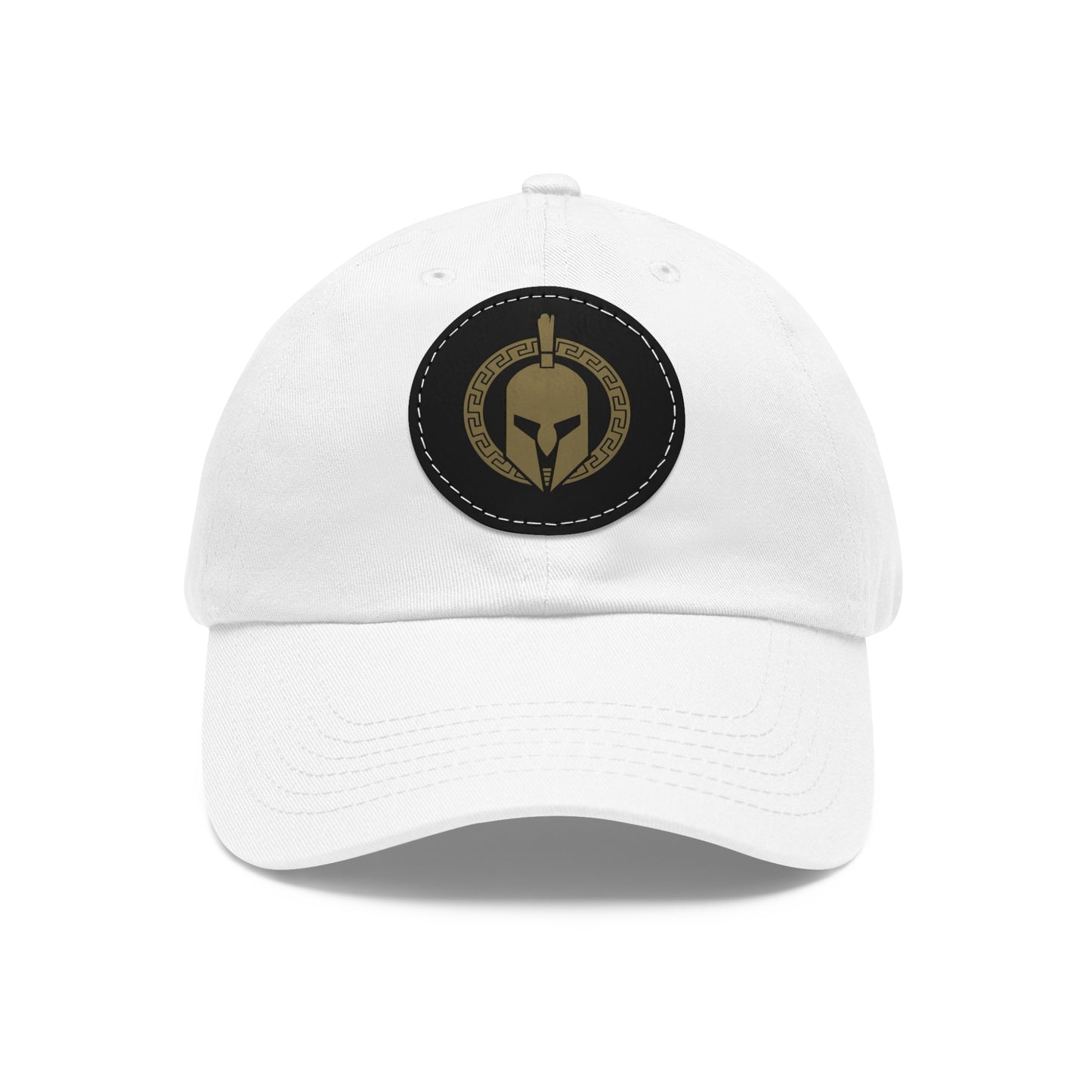 Sparta Hat - Gold Helmet on Leather Patch (Round)