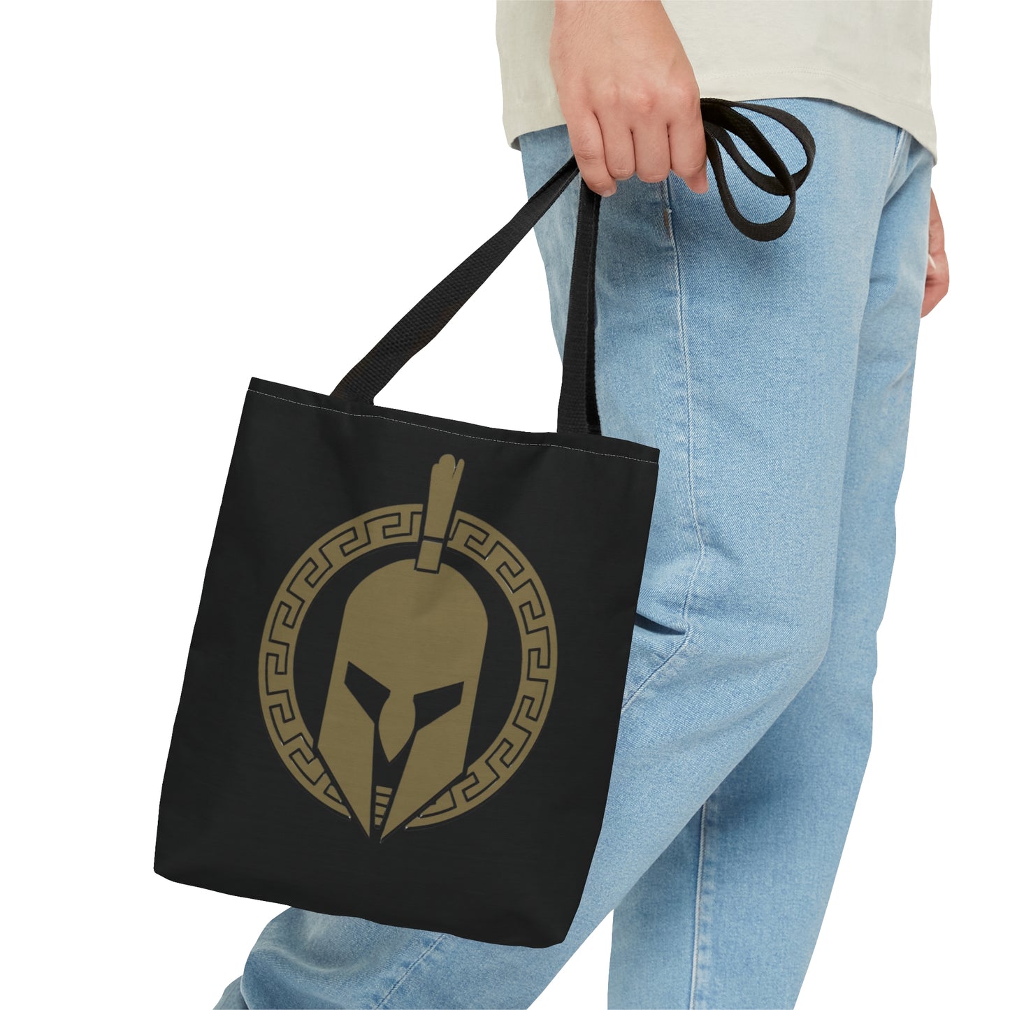 Sparta Bag - Gold Helmet on Black Tote Bag (AOP)