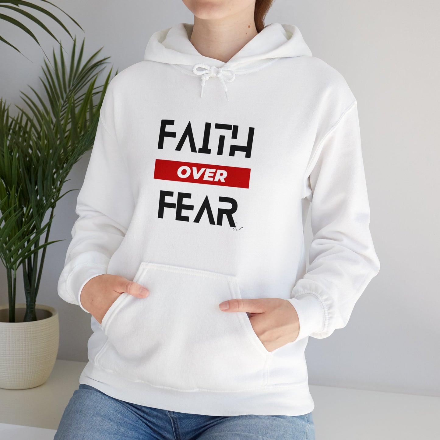 Faith Over Fear - Red - Unisex Heavy Blend™ Hooded Sweatshirt