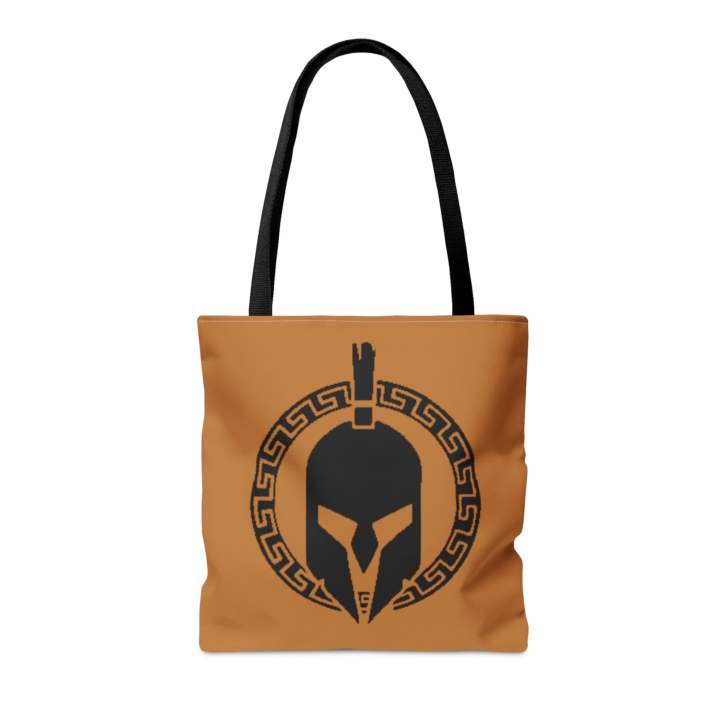 Sparta Bag - Black Helmet on Light Brown Tote Bag (AOP)