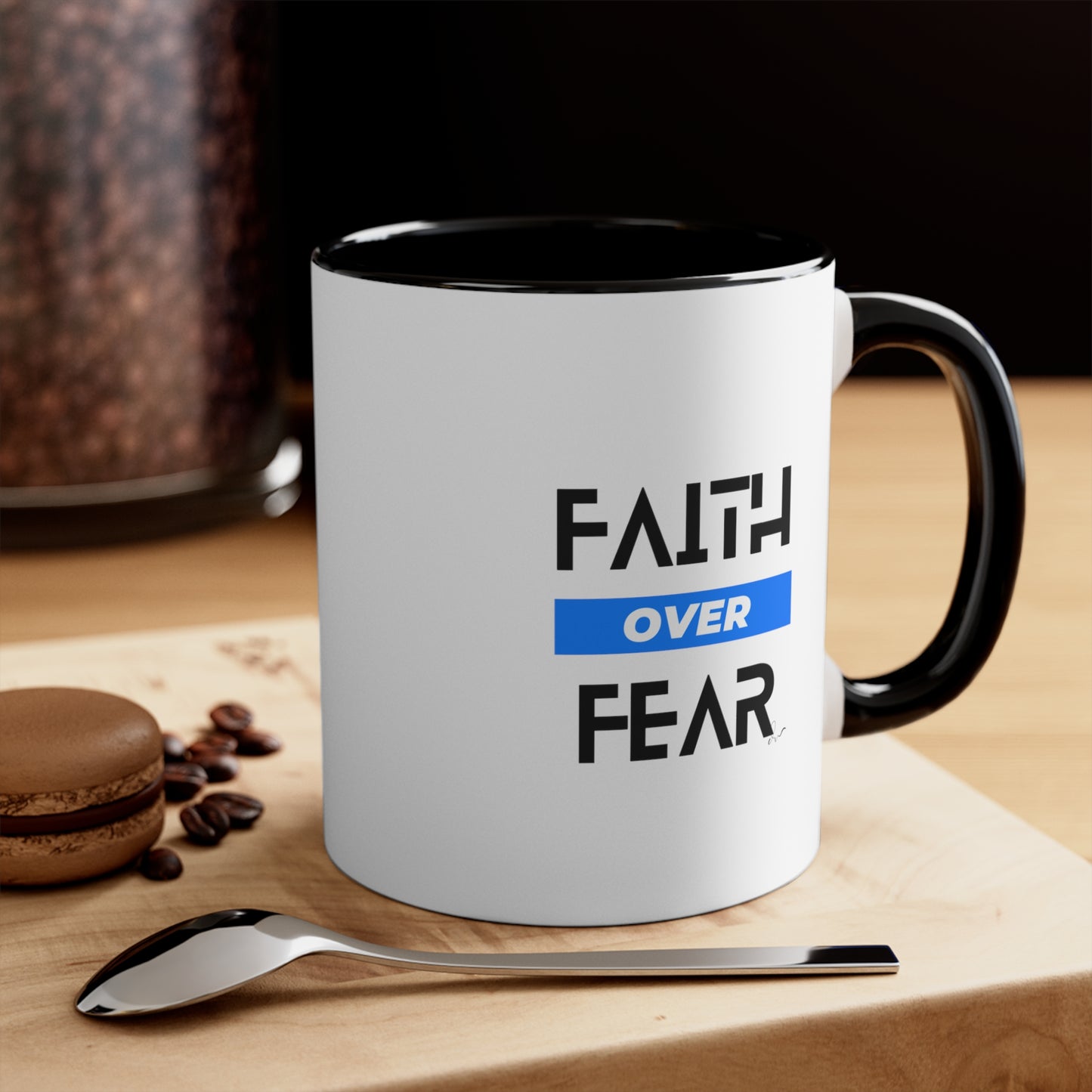 Faith Over Fear - Blue - Accent Coffee Mug, 11oz