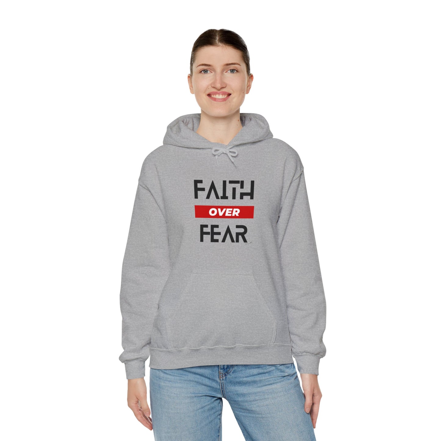 Faith Over Fear - Red - Unisex Heavy Blend™ Hooded Sweatshirt