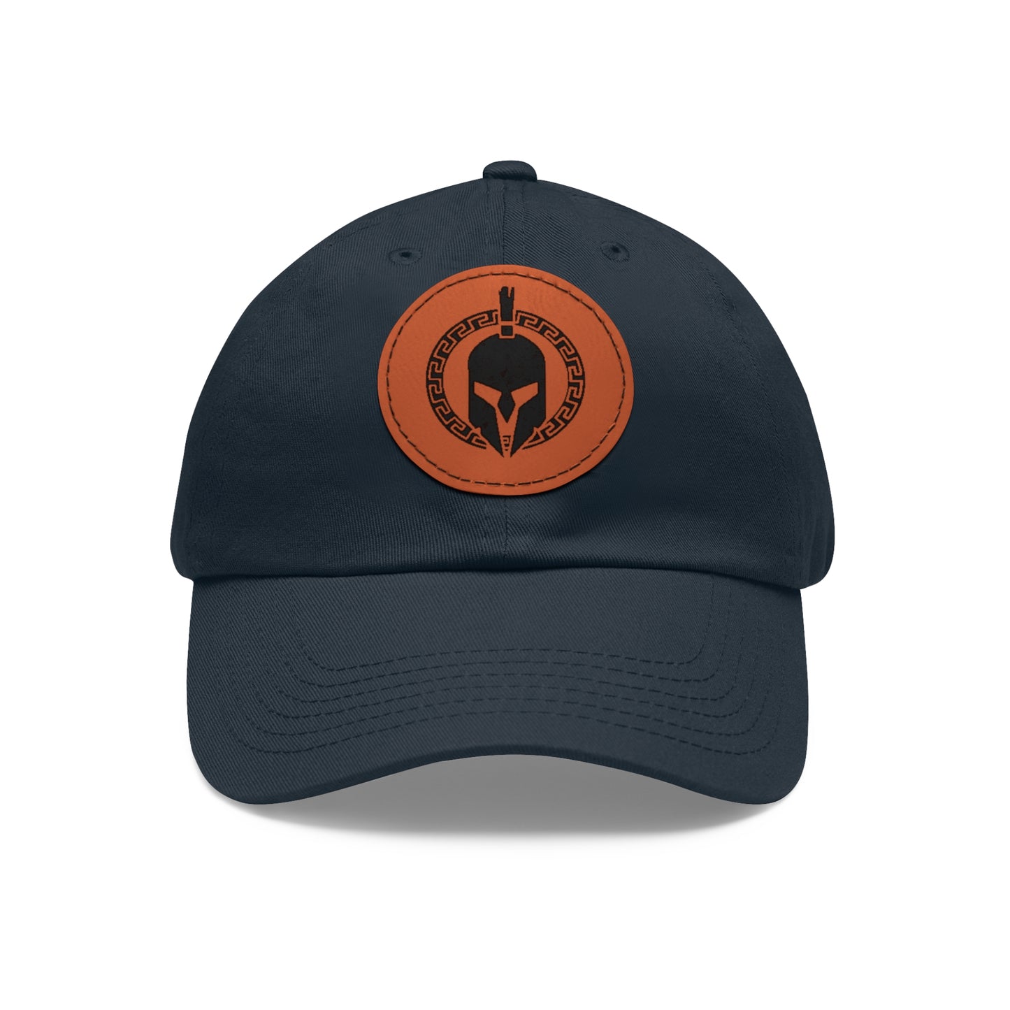 Sparta Hat - Black Helmet on Leather Patch (Round)