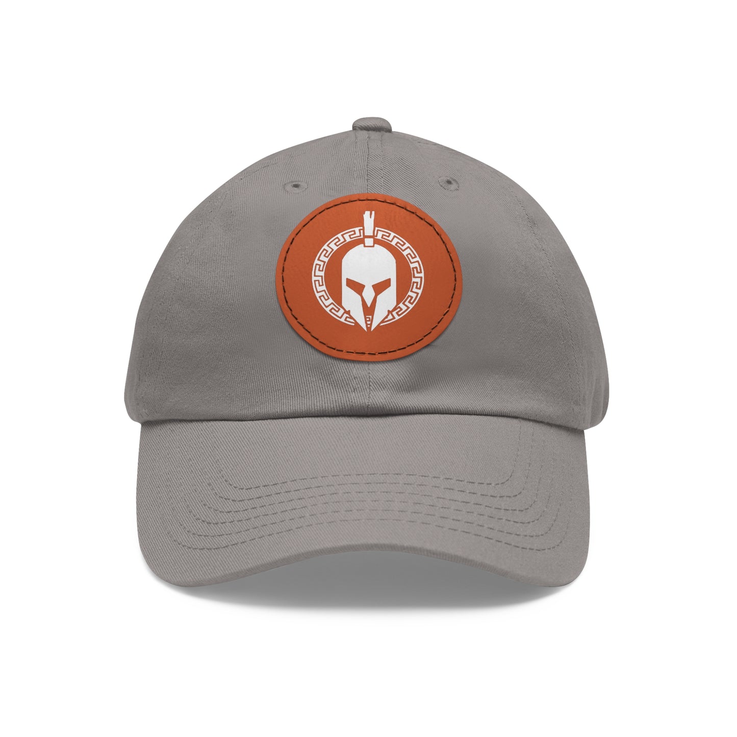 Sparta Hat - White Helmet on Leather Patch (Round)