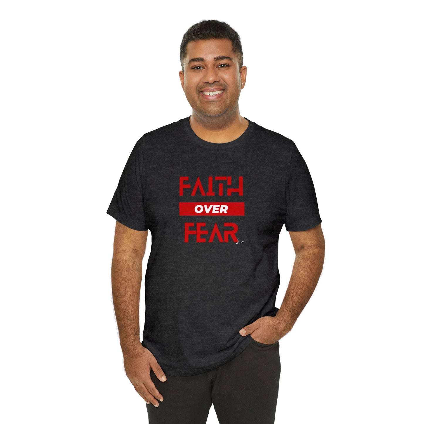 Faith Over Fear - Red - Unisex Jersey Short Sleeve Tee